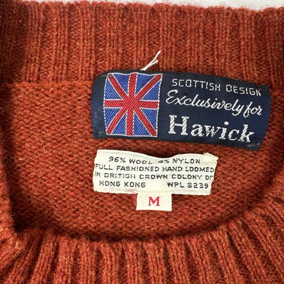 Hawick Sweater Wool Mens Size Medium, Hand Loomed Vintage 80s Colony Hong Kong ￼ - Picture 4 of 8